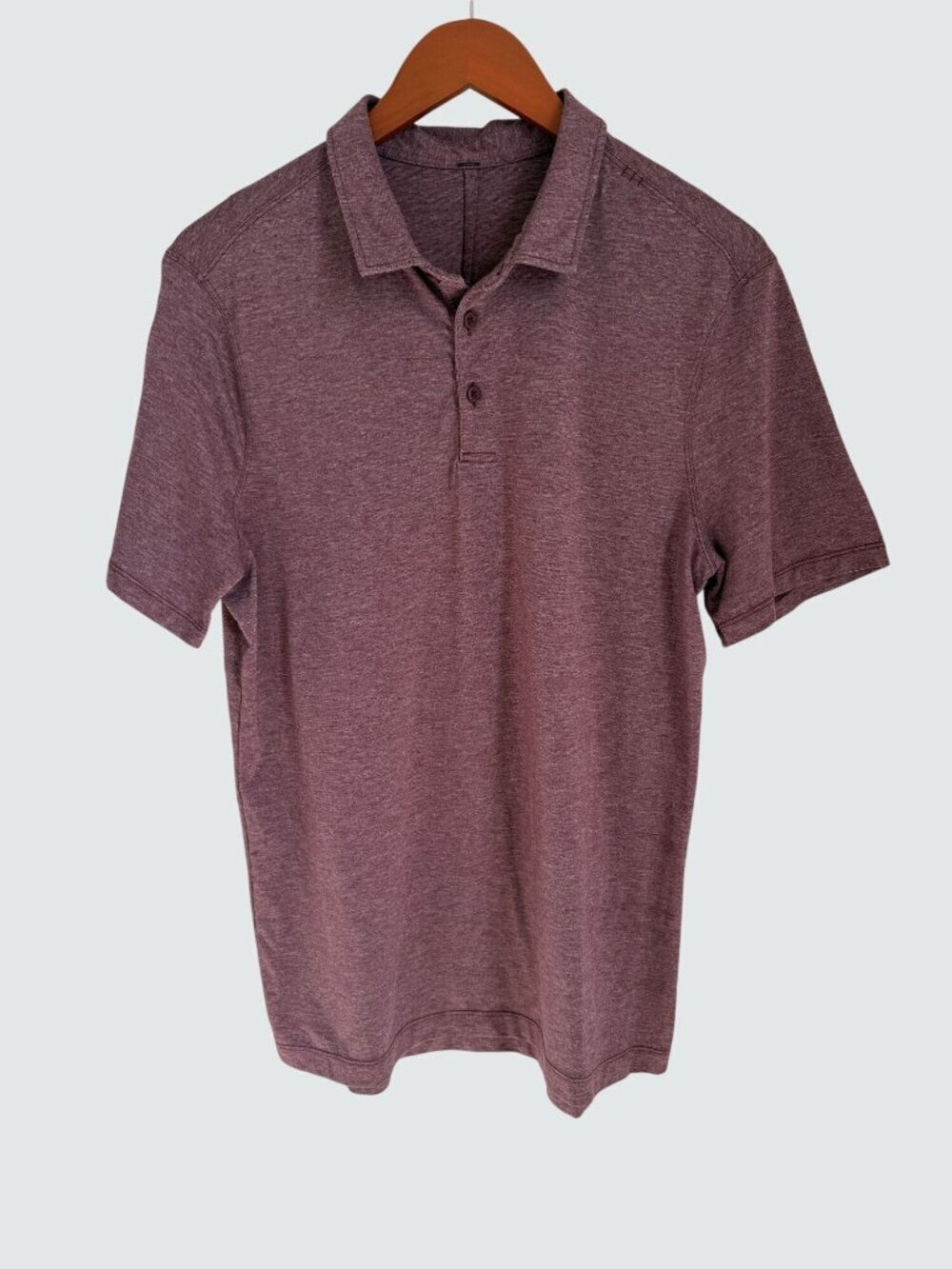 Lululemon Mens Heathered Maroon Polo Shirt Short Sleeve Soft Breathable Casual S
